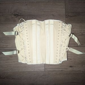 Cream Lace-Up Boned Corset Top